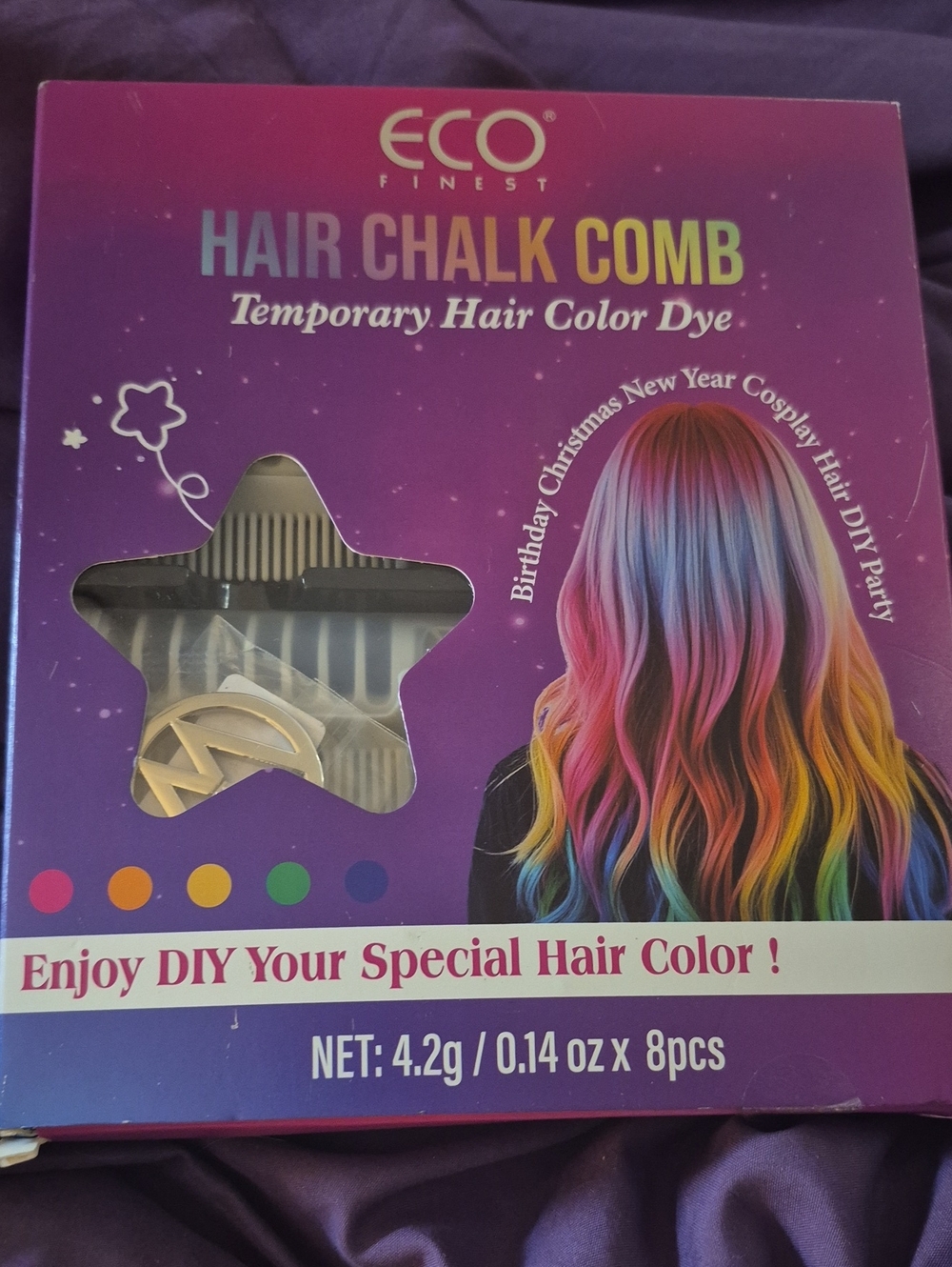 Hair Chalk Comb - Multicolor Temporary Hair Color Dye